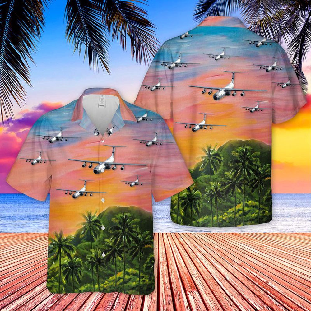 Air Force Hawaiian Shirt, US Air Force Hanoi Taxi (Lockheed C-141 Starlifter) Hawaiian Shirt, Air Force Aloha Shirt