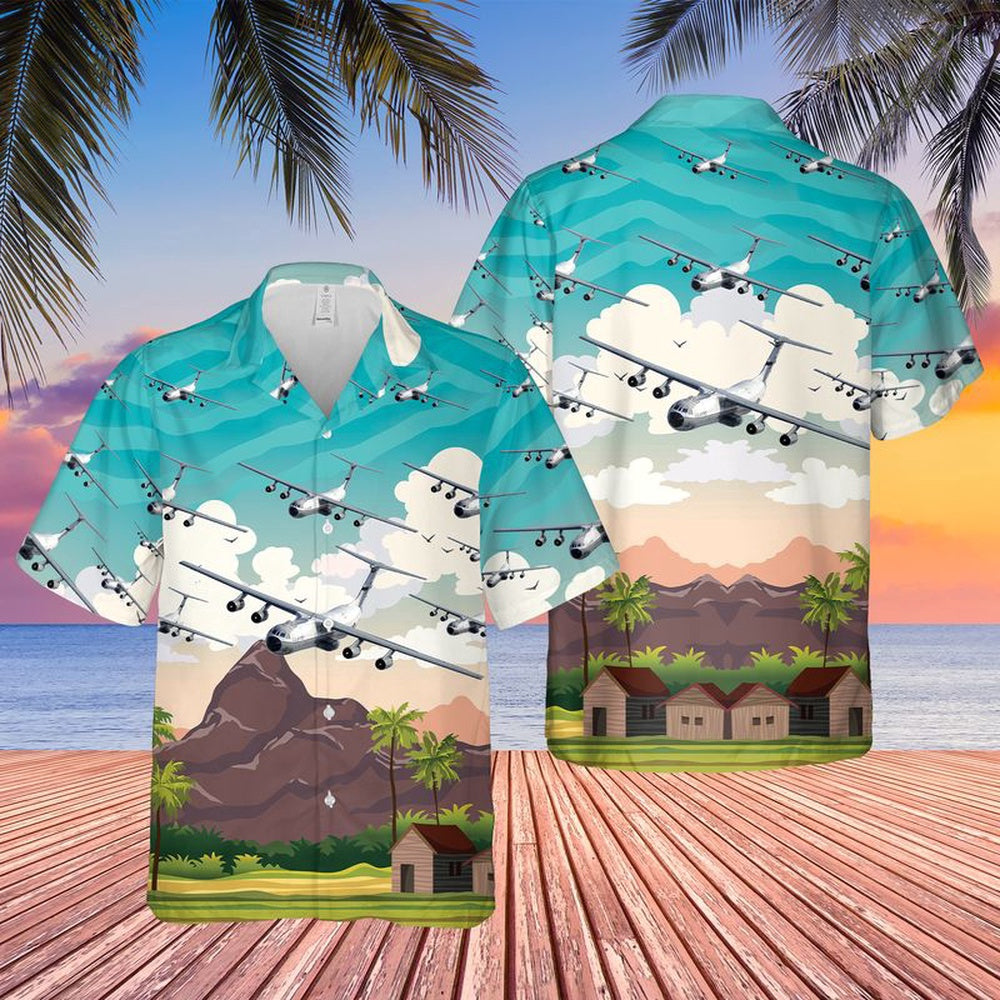 Air Force Hawaiian Shirt, US Air Force Hanoi Taxi Lockheed C-141 Starlifter Hawaiian Shirt, Air Force Aloha Shirt