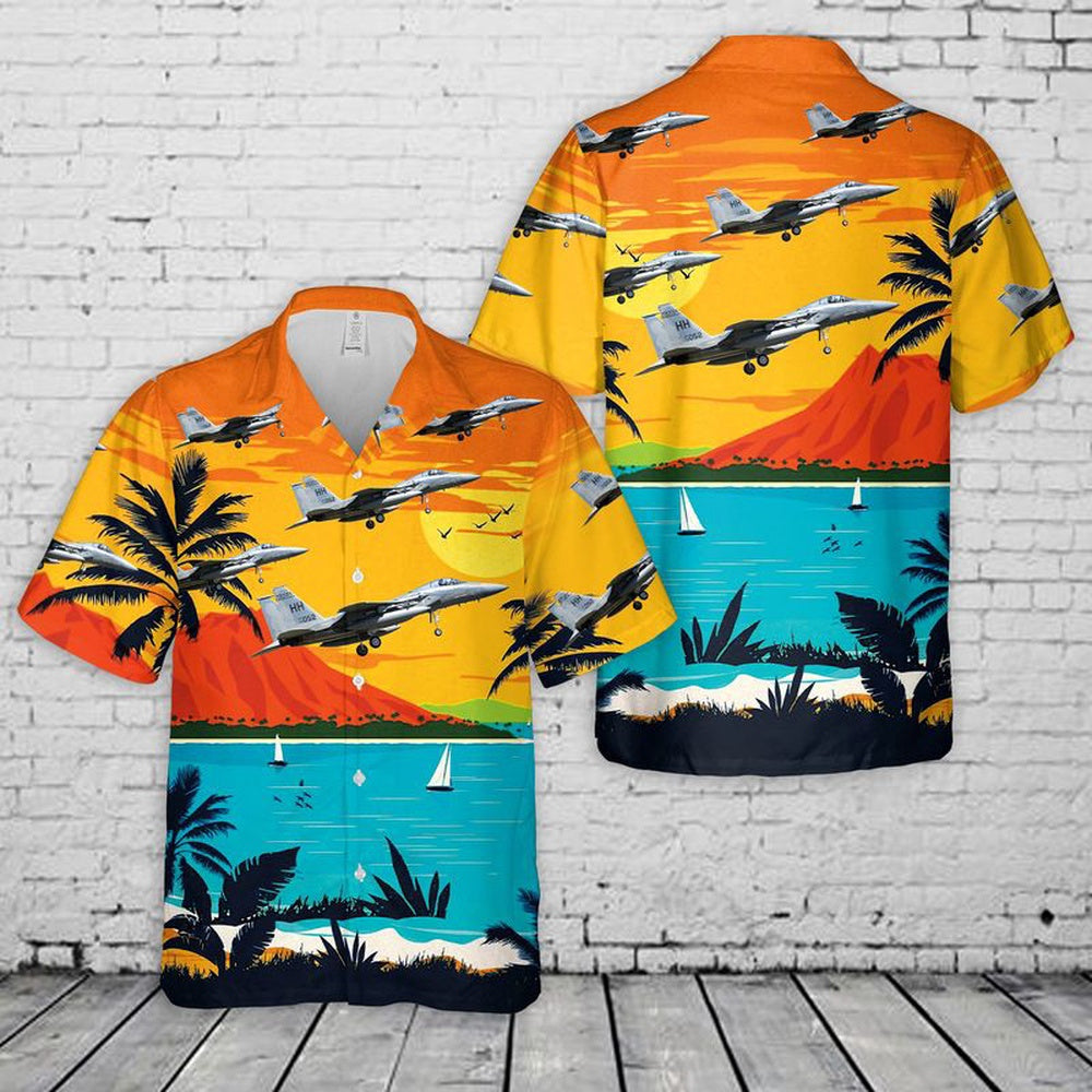 Air Force Hawaiian Shirt, US Air Force Hawaii Air National Guard F-15 Eagle Hawaiian Shirt, Air Force Aloha Shirt