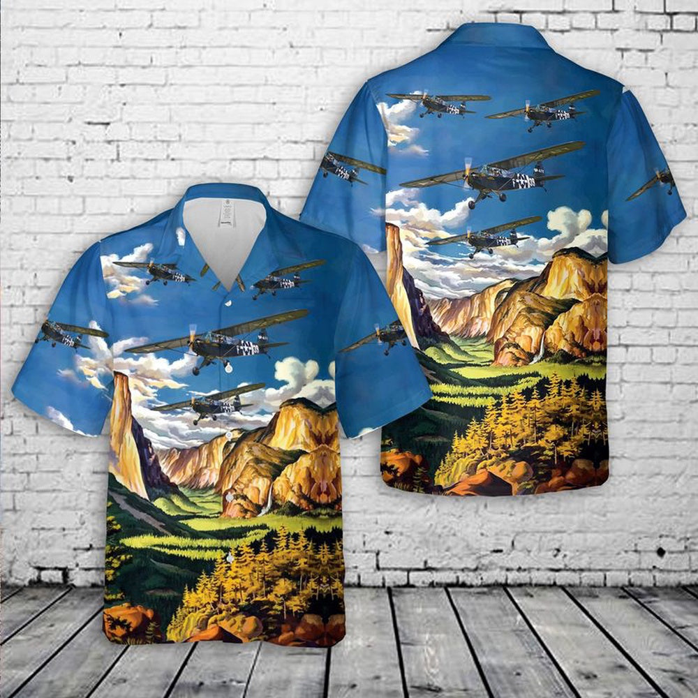 Air Force Hawaiian Shirt, US Air Force J-3 CubL-4 Grasshopper Hawaiian Shirt, Air Force Aloha Shirt