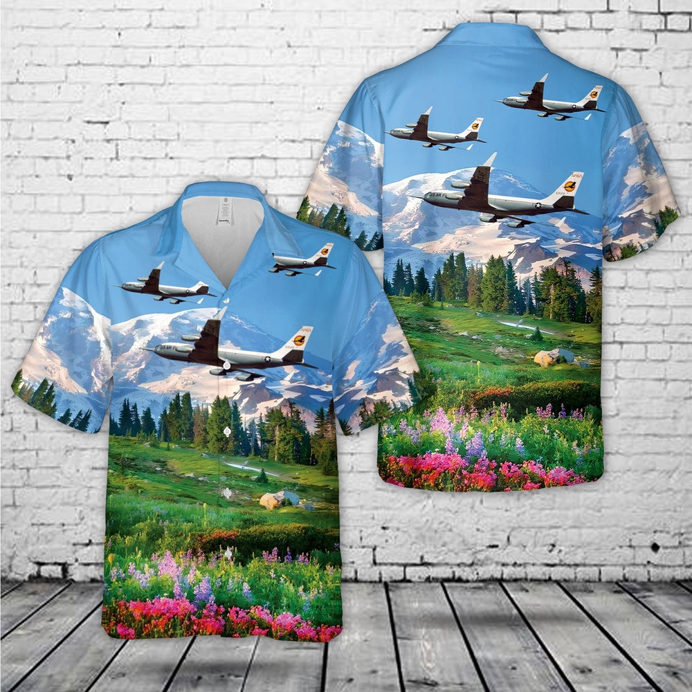 Air Force Hawaiian Shirt, US Air Force KC-135A in flight with Winglets for NASA Hawaiian Shirt, Air Force Aloha Shirt