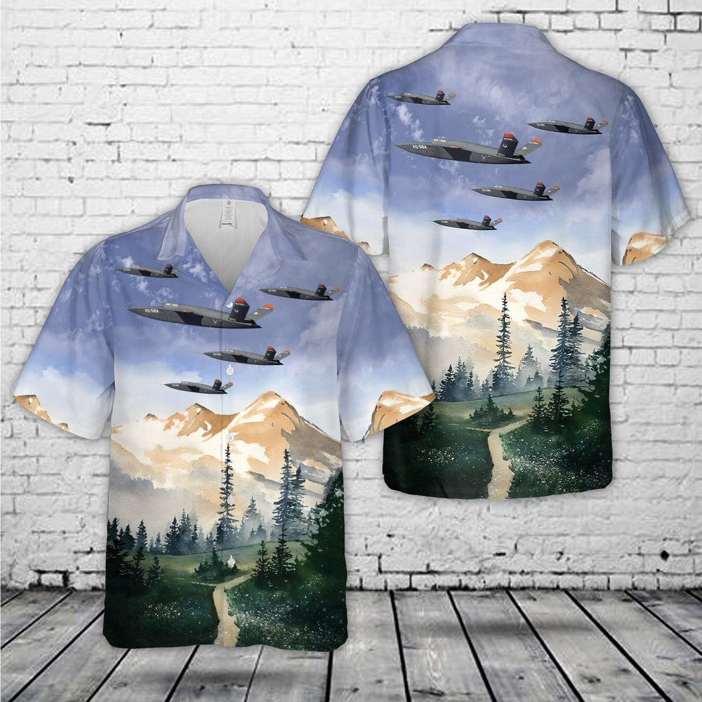 Air Force Hawaiian Shirt, US Air Force Kratos XQ-58 Valkyrie Hawaiian Shirt, Air Force Aloha Shirt