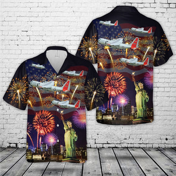Air Force Hawaiian Shirt, US Air Force LC-130 Hercules Skibird , 4th Of July Hawaiian Shirt, Air Force Aloha Shirt