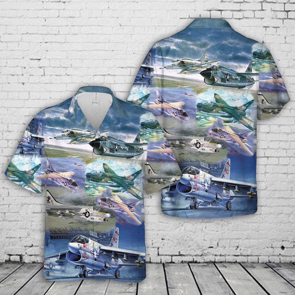 Air Force Hawaiian Shirt, US Air Force LTV A-7 Corsair II Hawaiian Shirt, Air Force Aloha Shirt