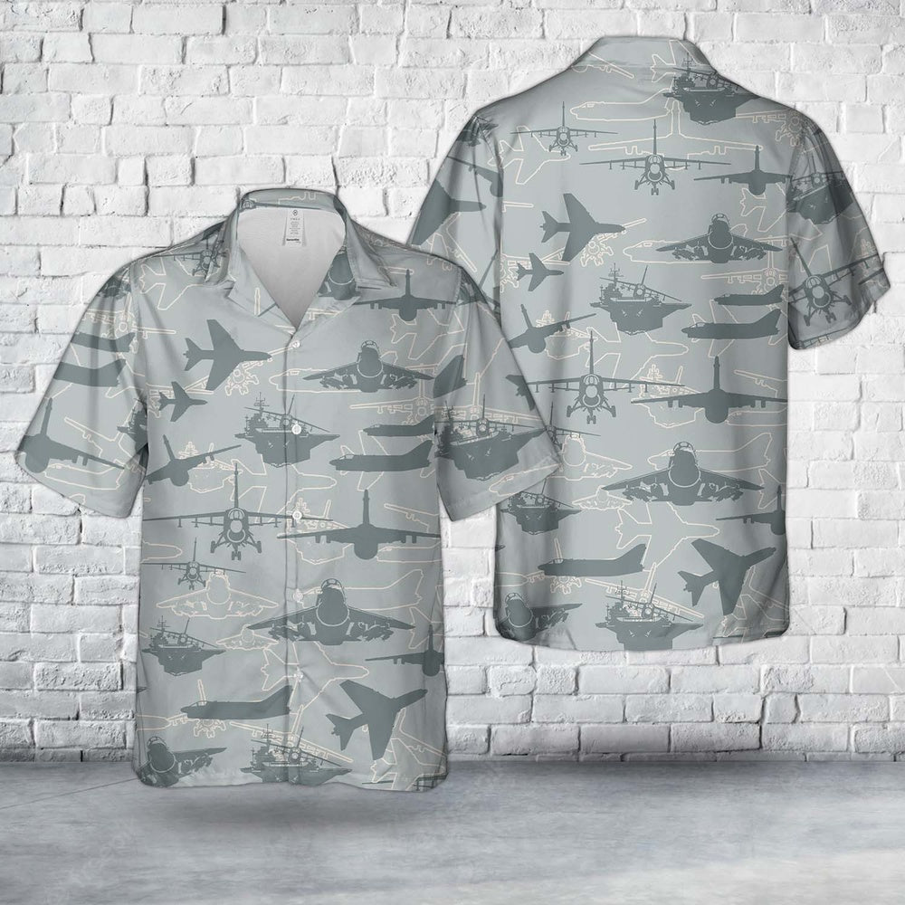 Air Force Hawaiian Shirt, US Air Force LTV A-7 Corsair II Silhouette Hawaiian Shirt, Air Force Aloha Shirt