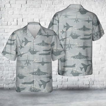 Air Force Hawaiian Shirt, US Air Force LTV A-7 Corsair II Silhouette Hawaiian Shirt, Air Force Aloha Shirt