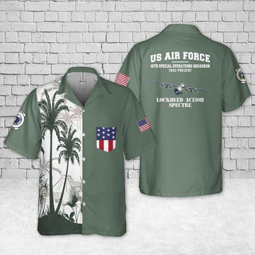 Air Force Hawaiian Shirt, US Air Force Lockheed AC-130H 16th Special Operations Squadron Pocket Hawaiian Shirt, Air Force Aloha Shirt