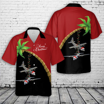 Air Force Hawaiian Shirt, US Air Force Lockheed C-130 Hercules Christmas Hawaiian Shirt, Air Force Aloha Shirt