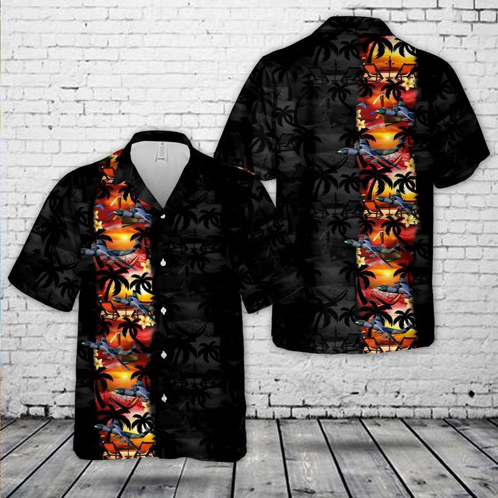 Air Force Hawaiian Shirt, US Air Force Lockheed C-141 Starlifter Paradise Night Hawaiian Shirt, Air Force Aloha Shirt