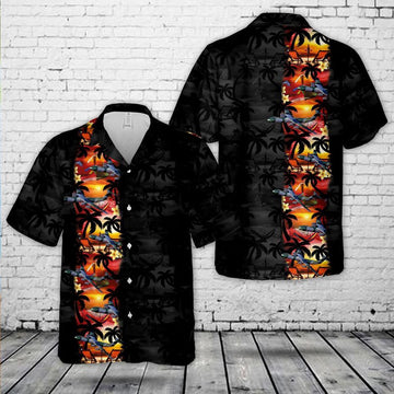 Air Force Hawaiian Shirt, US Air Force Lockheed C-141 Starlifter Paradise Night Hawaiian Shirt, Air Force Aloha Shirt