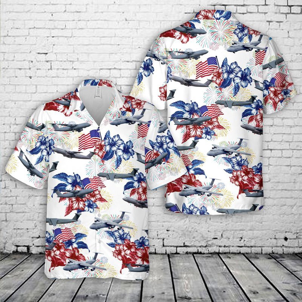 Air Force Hawaiian Shirt, US Air Force Lockheed C-5 Galaxy 4th Of July Hawaiian Shirt, Air Force Aloha Shirt