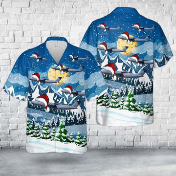 Air Force Hawaiian Shirt, US Air Force Lockheed C-5 Galaxy Christmas Hawaiian Shirt, Air Force Aloha Shirt