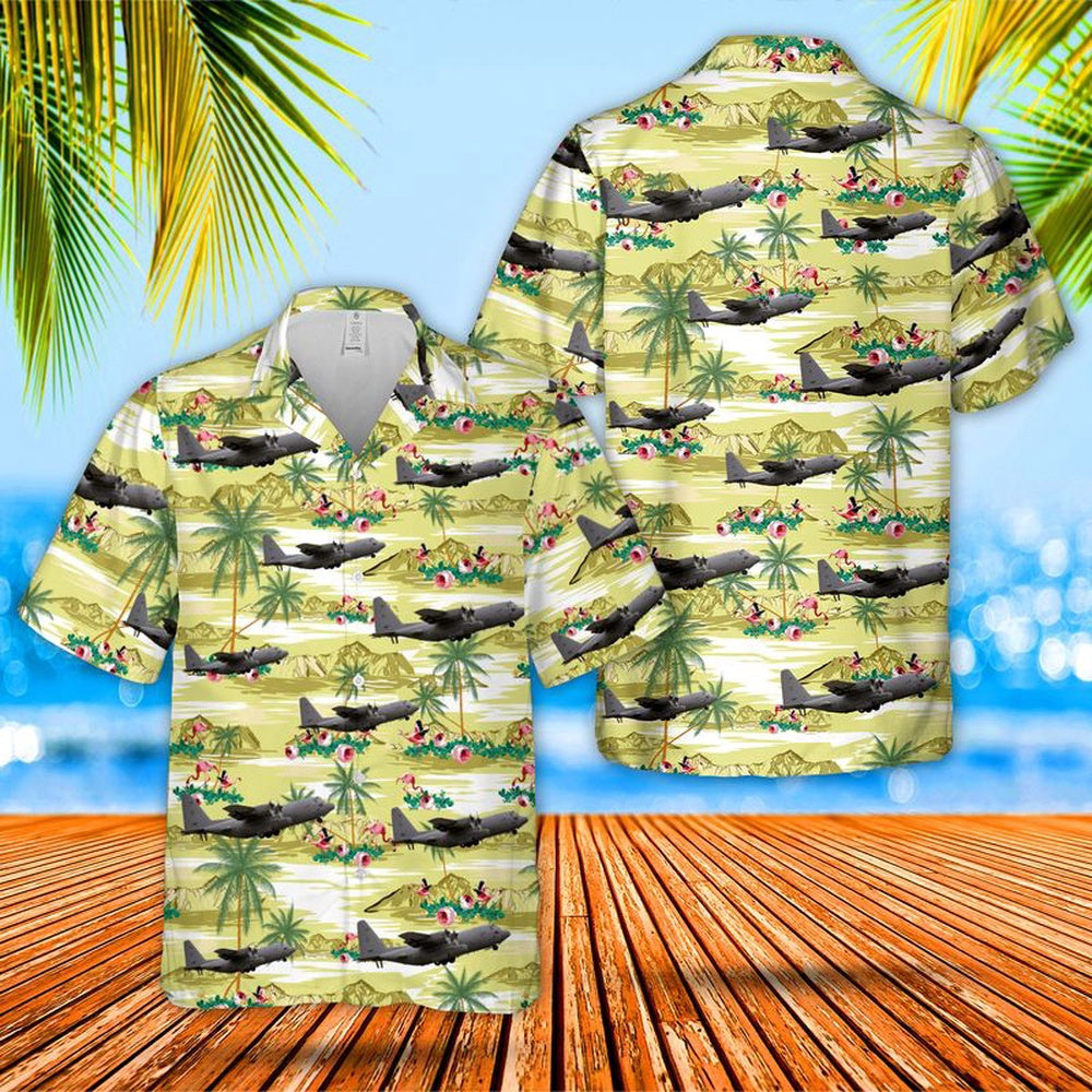 Air Force Hawaiian Shirt, US Air Force Lockheed EC-130H Compass Call 41st Electronic Combat Squadron Hawaiian Shirt, Air Force Aloha Shirt