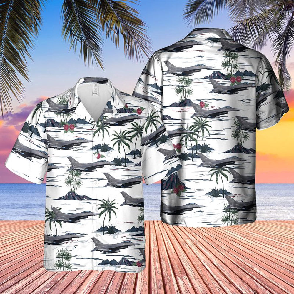 Air Force Hawaiian Shirt, US Air Force Lockheed F-16CM Fighting Falcon Hawaiian Shirt, Air Force Aloha Shirt