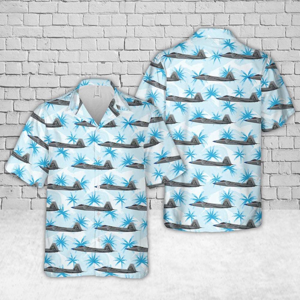 Air Force Hawaiian Shirt, US Air Force Lockheed F-22 Raptor 192nd FW Cripes A`Mighty Hawaiian Shirt, Air Force Aloha Shirt