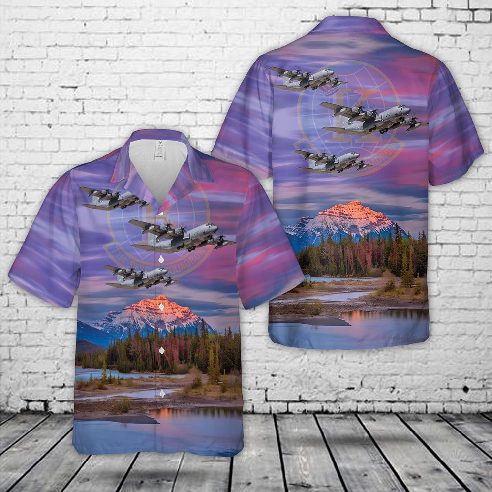 Air Force Hawaiian Shirt, US Air Force Lockheed HC-130J Combat King II 71st Rescue Squadron Hawaiian Shirt, Air Force Aloha Shirt