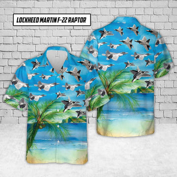 Air Force Hawaiian Shirt, US Air Force Lockheed Martin F-22 Raptor Hawaiian Shirt, Air Force Aloha Shirt