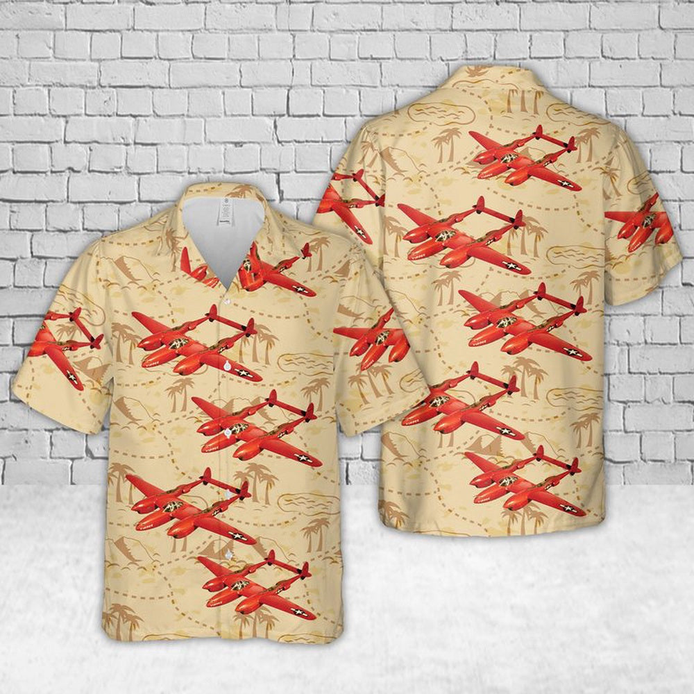 Air Force Hawaiian Shirt, US Air Force Lockheed P-38J Lightning Yippee Hawaiian Shirt, Air Force Aloha Shirt