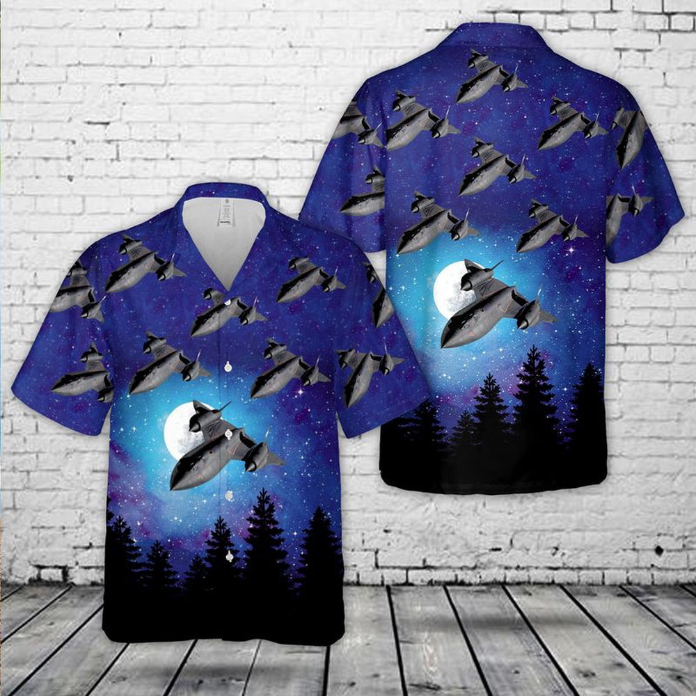 Air Force Hawaiian Shirt, US Air Force Lockheed SR-71B Blackbird Hawaiian Shirt, Air Force Aloha Shirt
