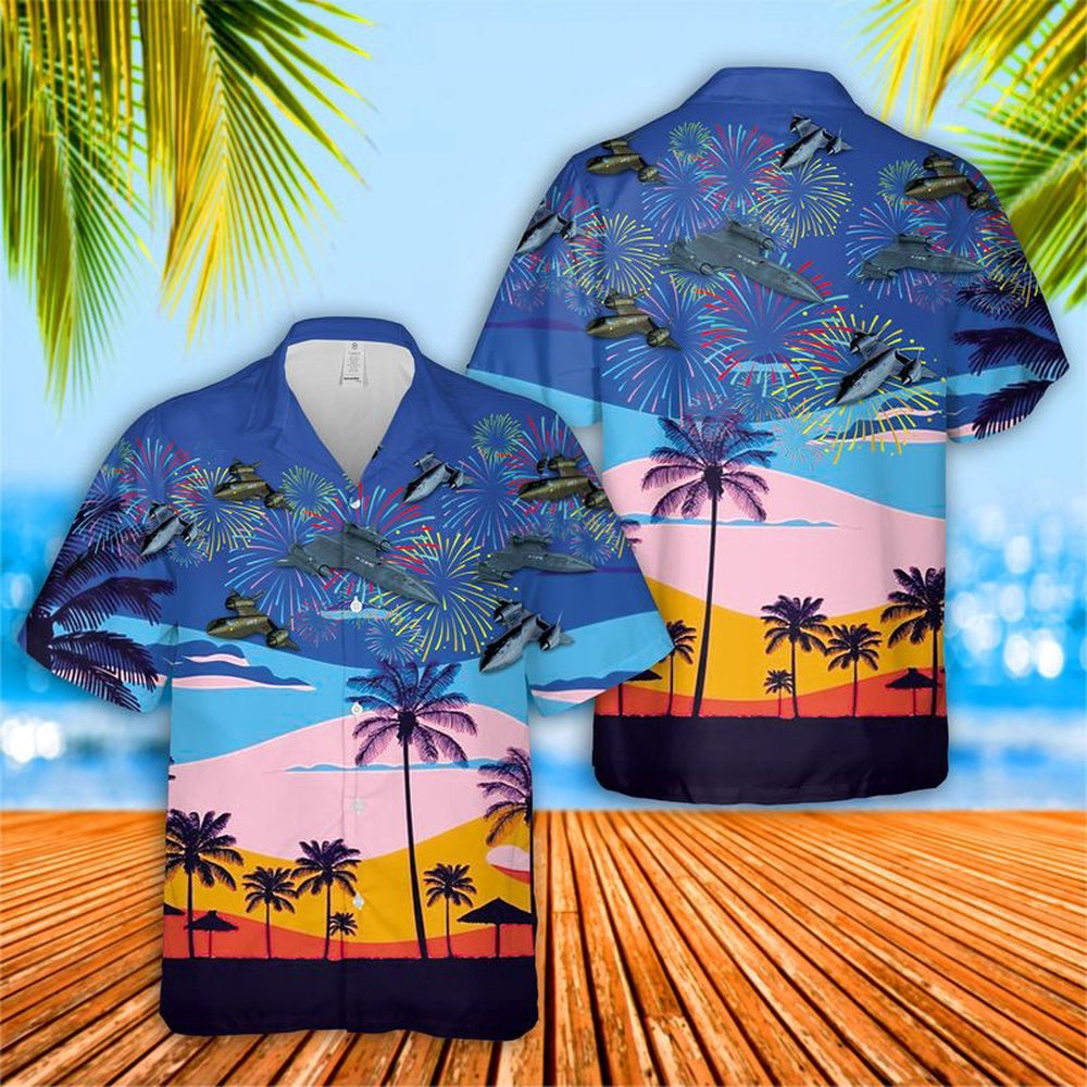 Air Force Hawaiian Shirt, US Air Force Lockheed SR-71 Blackbird 4th Of July Hawaiian Shirt, Air Force Aloha Shirt