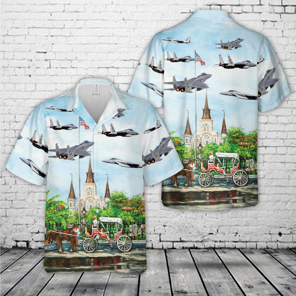 Air Force Hawaiian Shirt, US Air Force Louisiana Air National Guard F-15 Eagle Hawaiian Shirt, Air Force Aloha Shirt