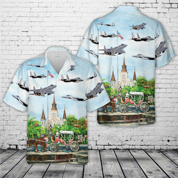 Air Force Hawaiian Shirt, US Air Force Louisiana Air National Guard F-15 Eagle Hawaiian Shirt, Air Force Aloha Shirt