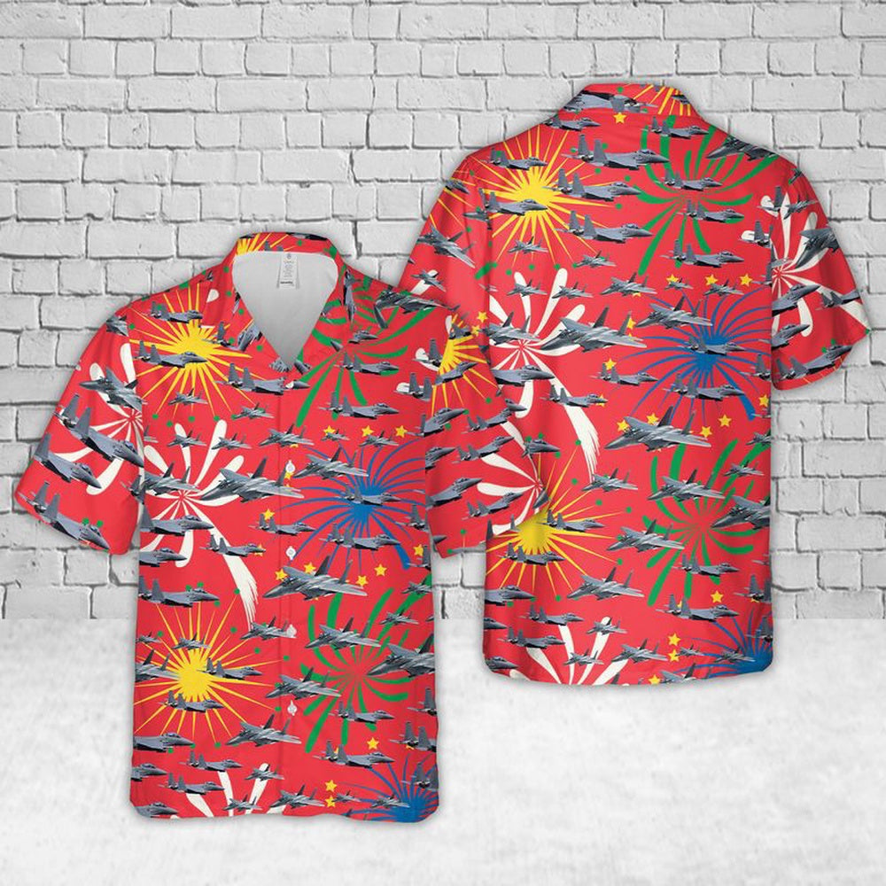 Air Force Hawaiian Shirt, US Air Force McDonnell Douglas F-15E Strike Eagle Hawaiian Shirt, Air Force Aloha Shirt