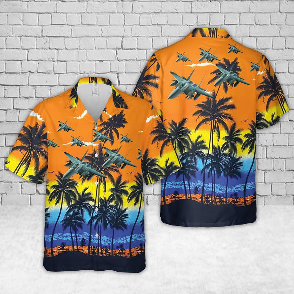 Air Force Hawaiian Shirt, US Air Force McDonnell Douglas F-15 Eagle Hawaiian Shirt, Air Force Aloha Shirt