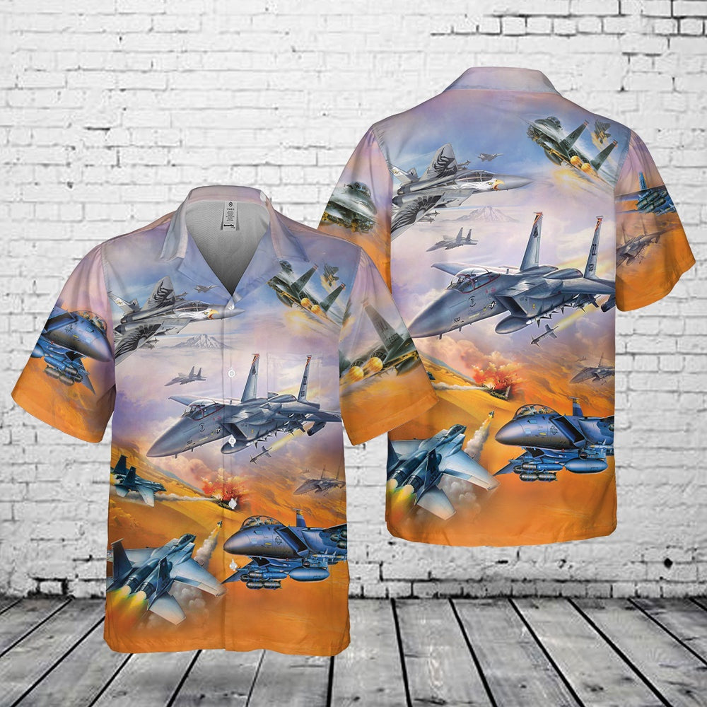 Air Force Hawaiian Shirt, US Air Force McDonnell Douglas F-15 Eagle Pocket Hawaiian Shirt, Air Force Aloha Shirt