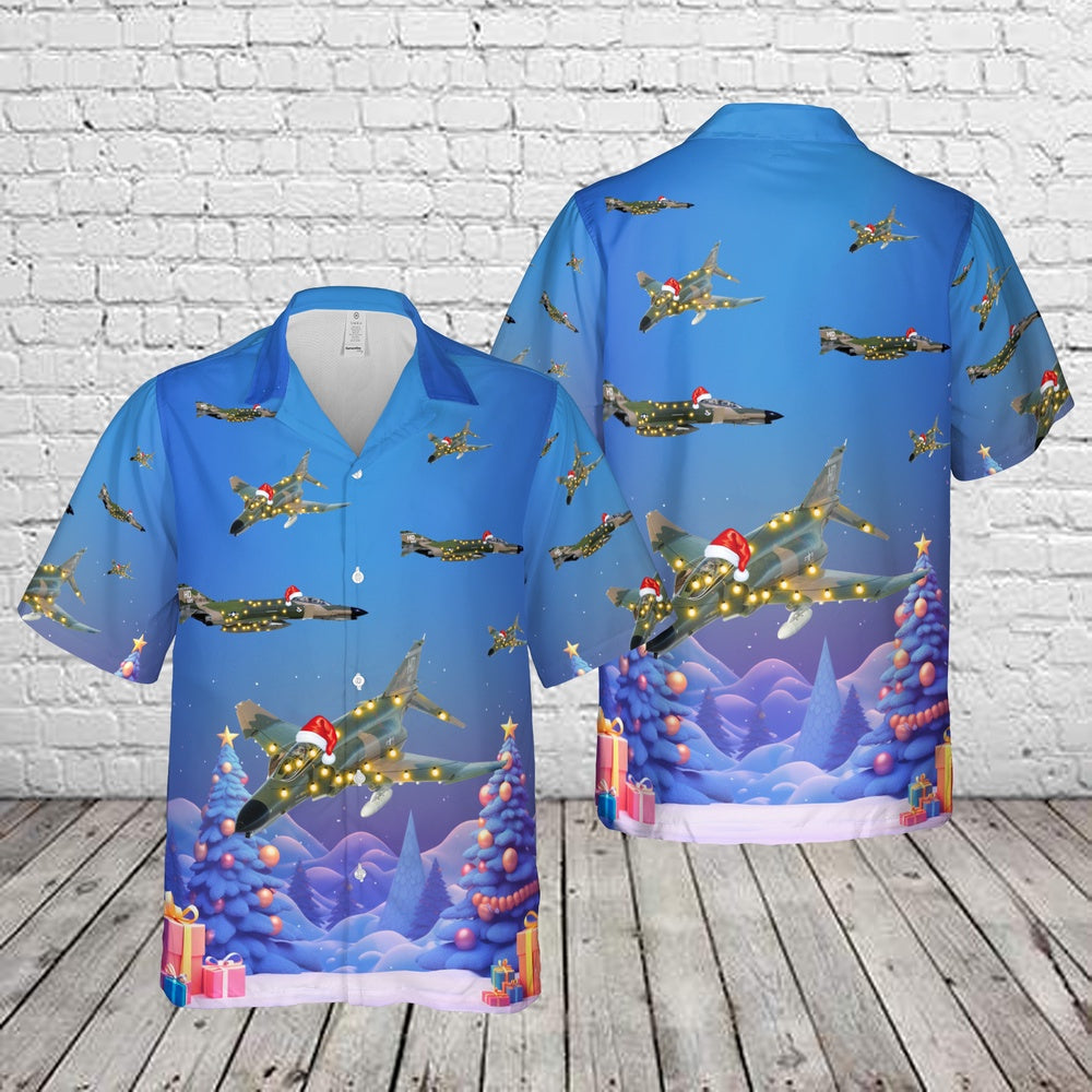Air Force Hawaiian Shirt, US Air Force McDonnell Douglas F-4 Phantom II Christmas Hawaiian Shirt, Air Force Aloha Shirt