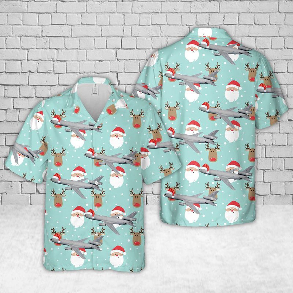 Air Force Hawaiian Shirt, US Air Force McDonnell Douglas KC-10 Extender Christmas Hawaiian Shirt, Air Force Aloha Shirt