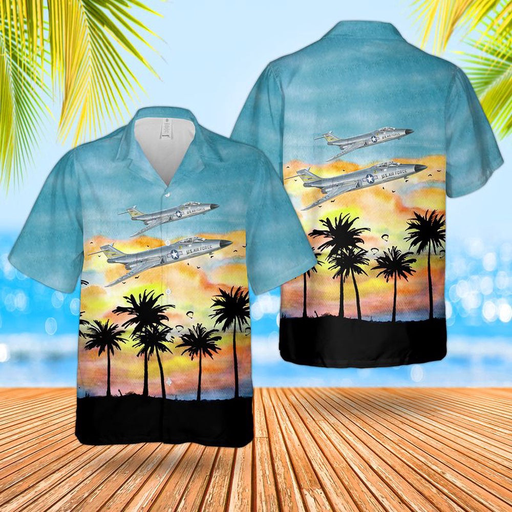 Air Force Hawaiian Shirt, US Air Force McDonnell F-101A Voodoo Hawaiian Shirt, Air Force Aloha Shirt