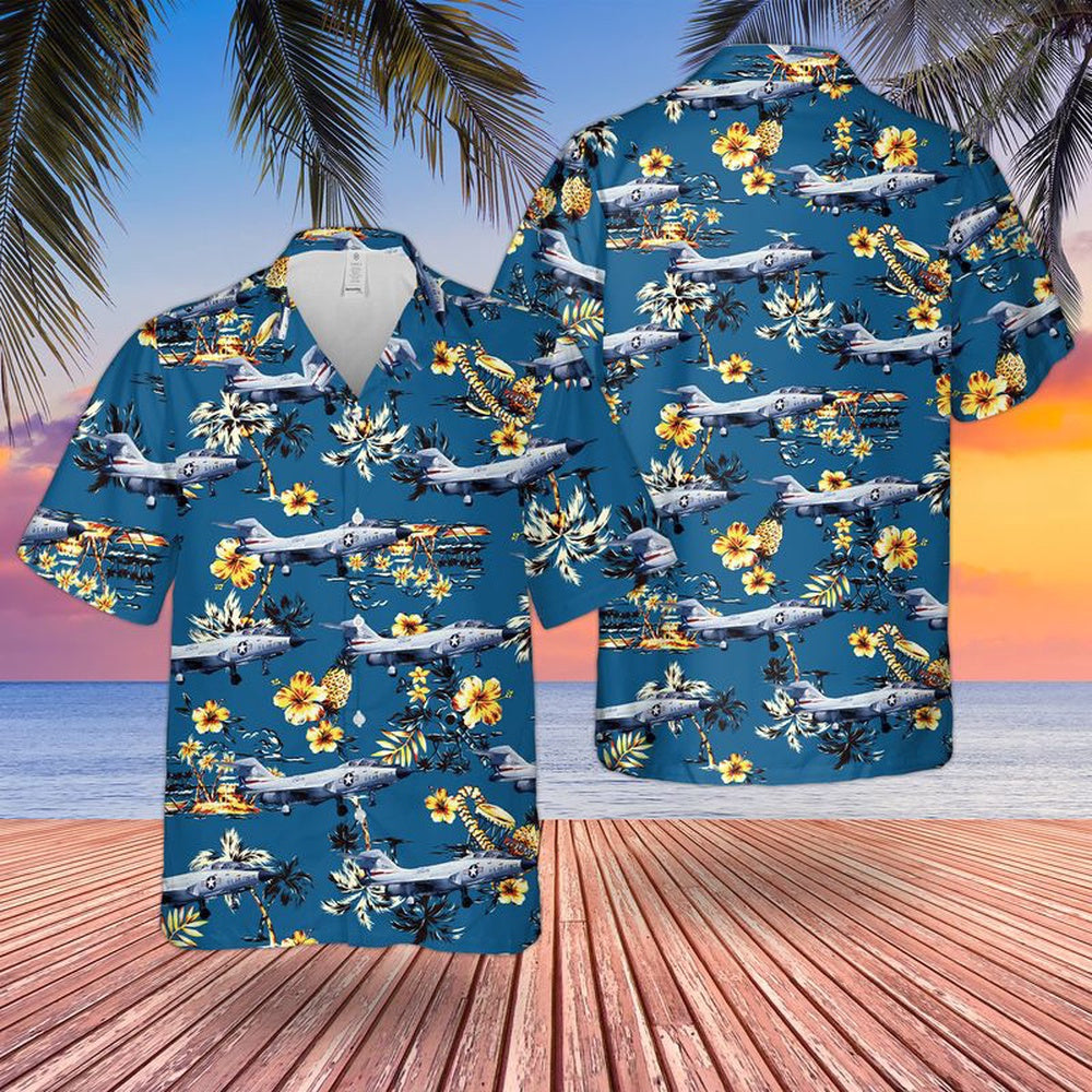Air Force Hawaiian Shirt, US Air Force McDonnell F-101 Voodoo Hawaiian Shirt, Air Force Aloha Shirt