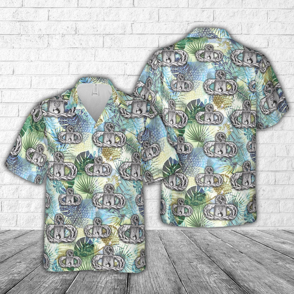 Air Force Hawaiian Shirt, US Air Force Munitions (AMMO) Badge Master Hawaiian Shirt, Air Force Aloha Shirt