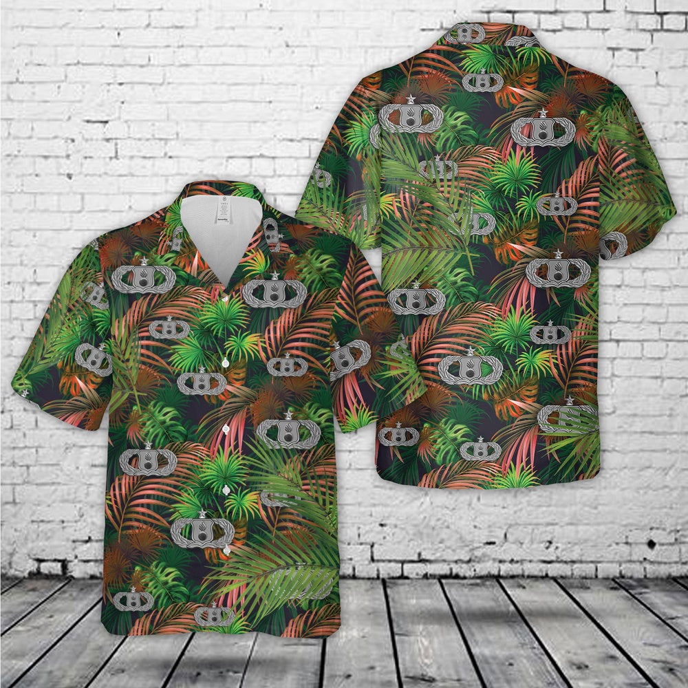 Air Force Hawaiian Shirt, US Air Force Munitions (AMMO) Badge Senior Hawaiian Shirt, Air Force Aloha Shirt