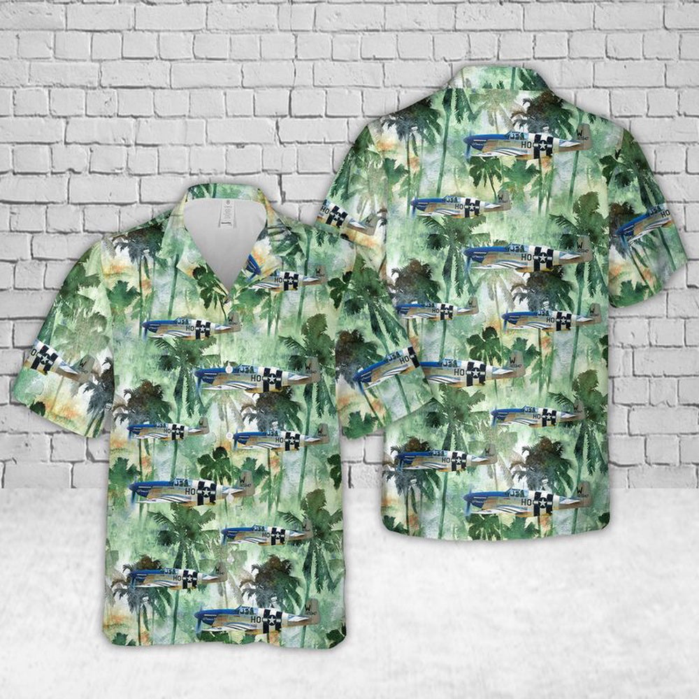 Air Force Hawaiian Shirt, US Air Force Mustang P-51C-10 43-25147 Princess Elizabeth Hawaiian Shirt, Air Force Aloha Shirt