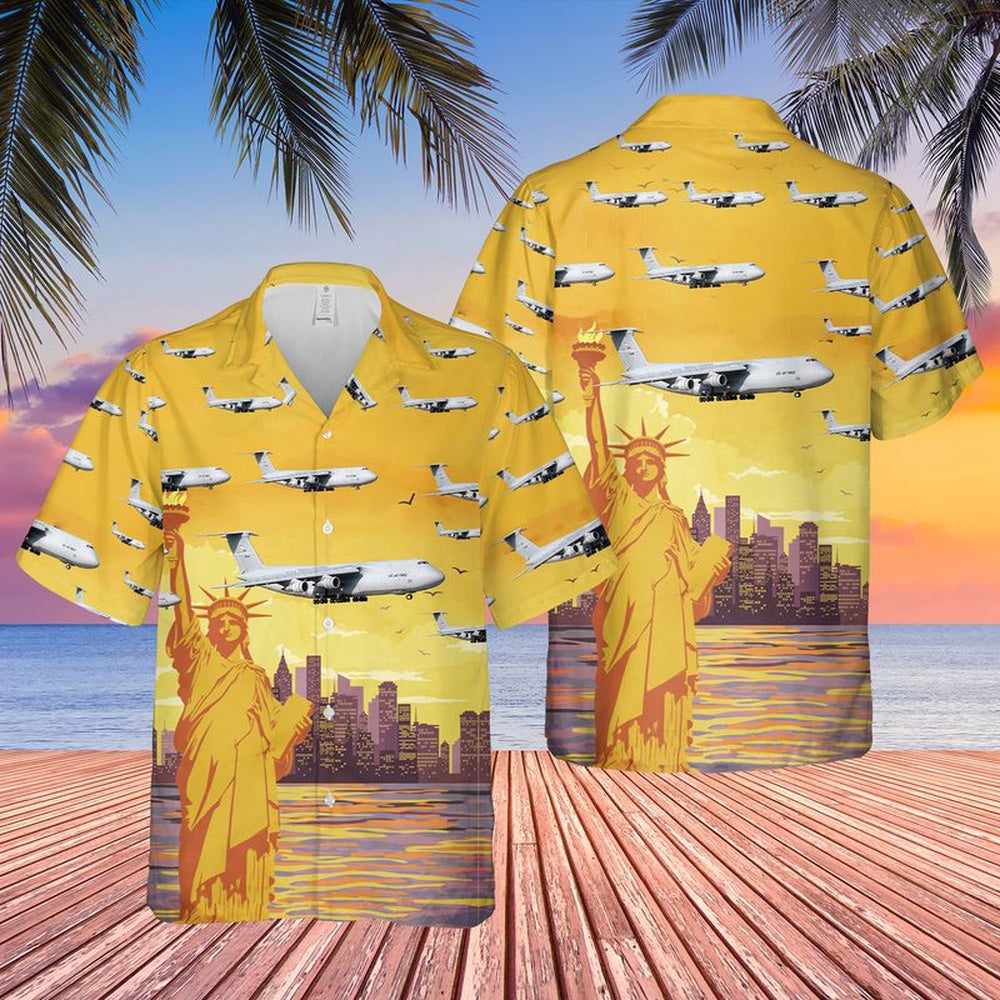 Air Force Hawaiian Shirt, US Air Force New York Air National Guard Lockheed C-5 Galaxy Hawaiian Shirt, Air Force Aloha Shirt