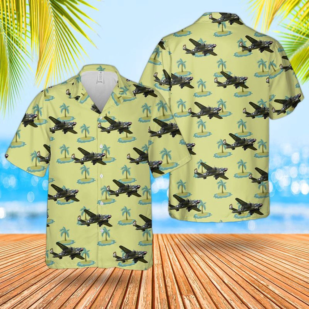 Air Force Hawaiian Shirt, US Air Force North American B-25J Mitchell 0934 Bettys Dream (N5672V) Hawaiian Shirt, Air Force Aloha Shirt