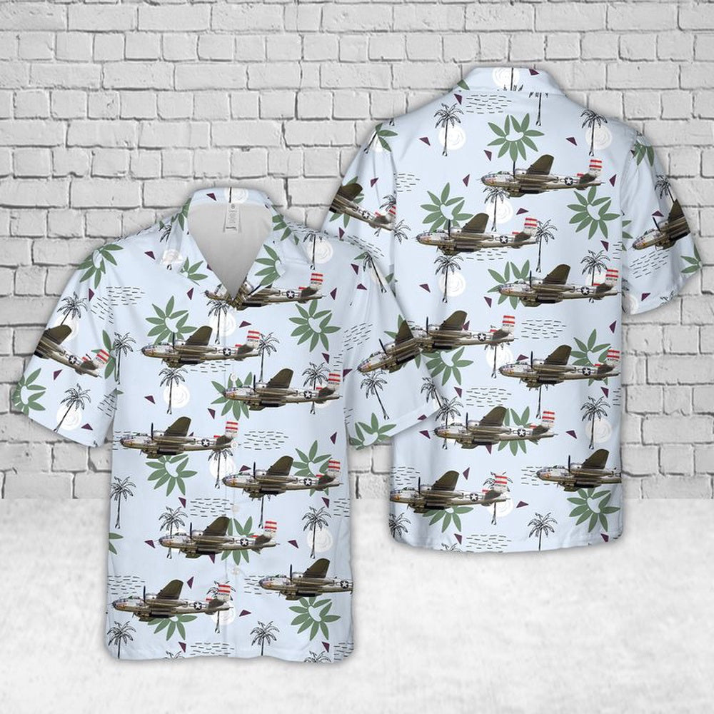 Air Force Hawaiian Shirt, US Air Force North American B-25J Mitchell Panchito Hawaiian Shirt, Air Force Aloha Shirt