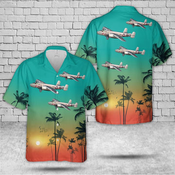 Air Force Hawaiian Shirt, US Air Force North American B-25J Mitchell Take-Off Time Hawaiian Shirt, Air Force Aloha Shirt