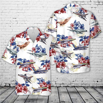 Air Force Hawaiian Shirt, US Air Force North American F-100 Super Sabre, 4th Of July Hawaiian Shirt, Air Force Aloha Shirt