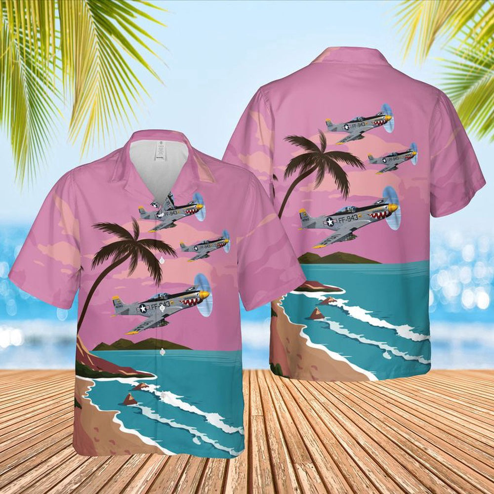Air Force Hawaiian Shirt, US Air Force North American F-51D Mustang Was That Too Fast Hawaiian Shirt, Air Force Aloha Shirt