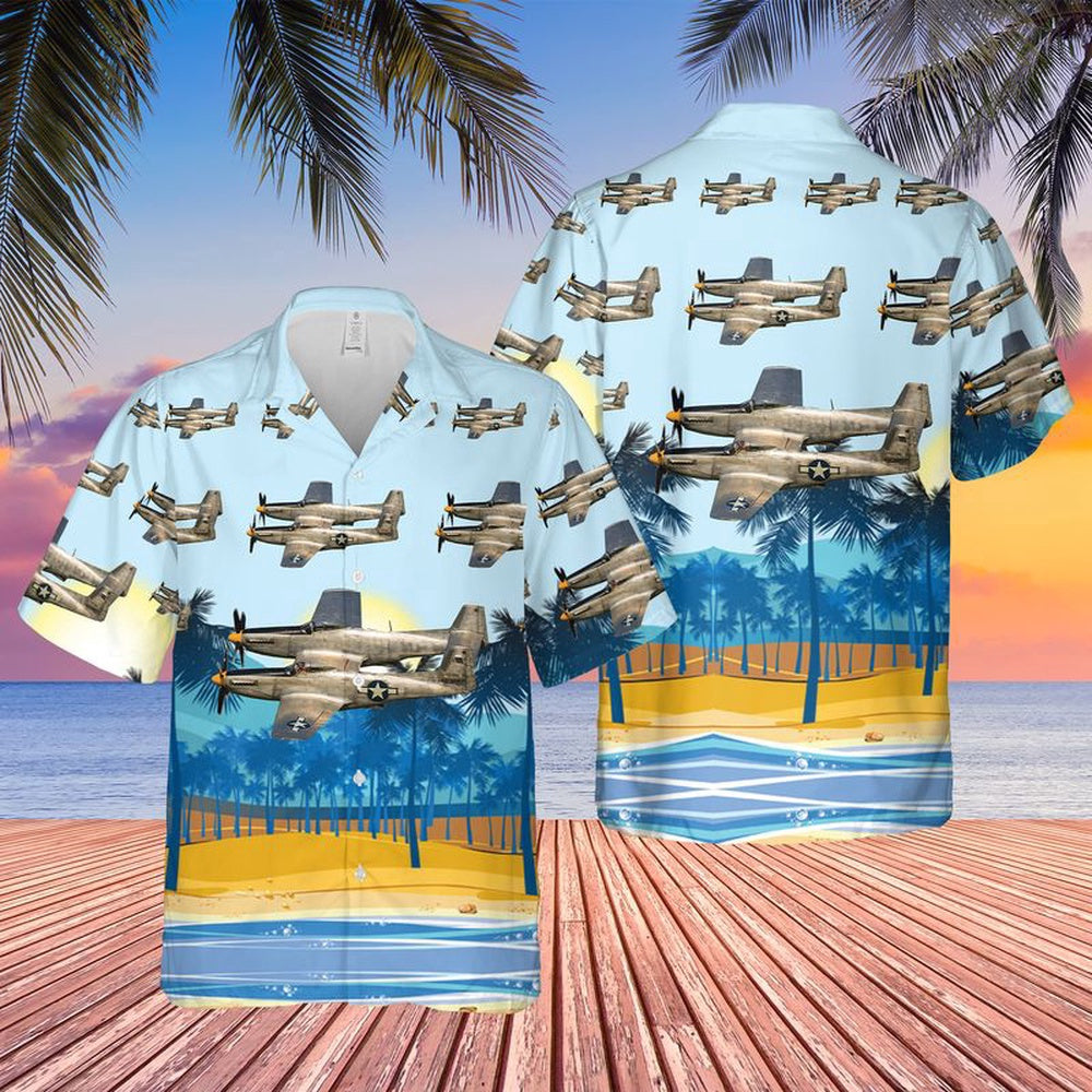 Air Force Hawaiian Shirt, US Air Force North American F-82 Twin Mustang Hawaiian Shirt, Air Force Aloha Shirt