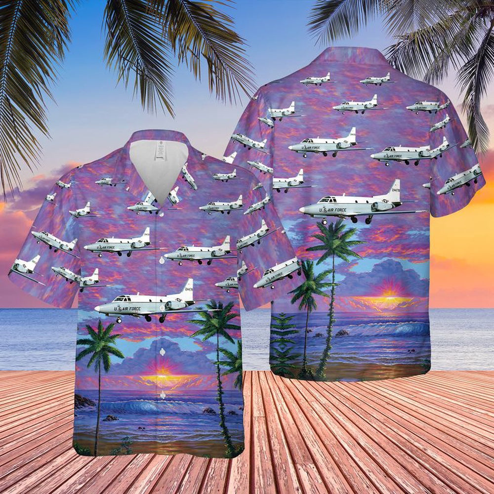 Air Force Hawaiian Shirt, US Air Force North American T-39A Sabreliner Hawaiian Shirt, Air Force Aloha Shirt