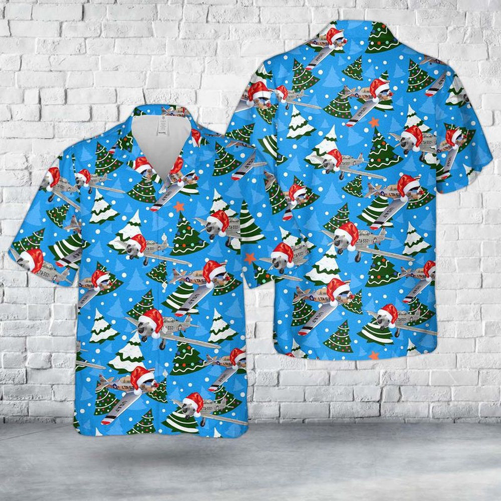 Air Force Hawaiian Shirt, US Air Force North American T-6 Texan Christmas Hawaiian Shirt, Air Force Aloha Shirt
