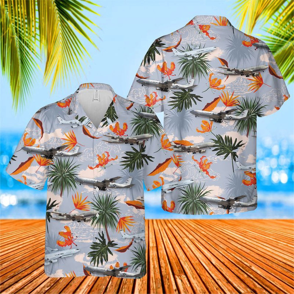 Air Force Hawaiian Shirt, US Air Force Northrop Grumman E-8 Joint STARS Hawaiian Shirt, Air Force Aloha Shirt