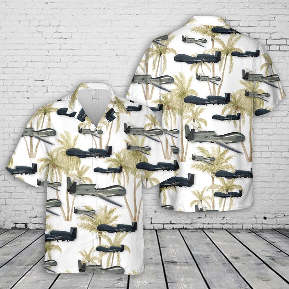 Air Force Hawaiian Shirt, US Air Force Northrop Grumman RQ-4 Global Hawk Hawaiian Shirt, Air Force Aloha Shirt