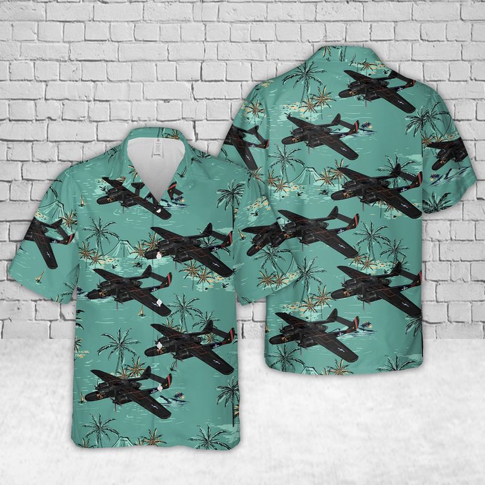 Air Force Hawaiian Shirt, US Air Force Northrop P-61 Black Widow Hawaiian Shirt, Air Force Aloha Shirt