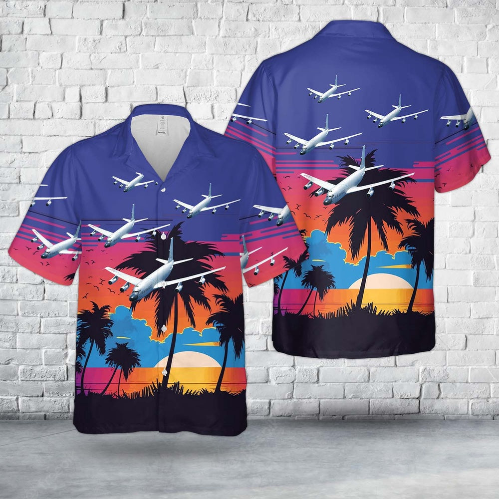 Air Force Hawaiian Shirt, US Air Force RC-135M Rivet Card (sn 62-4132) of the 82nd RS Hawaiian Shirt, Air Force Aloha Shirt