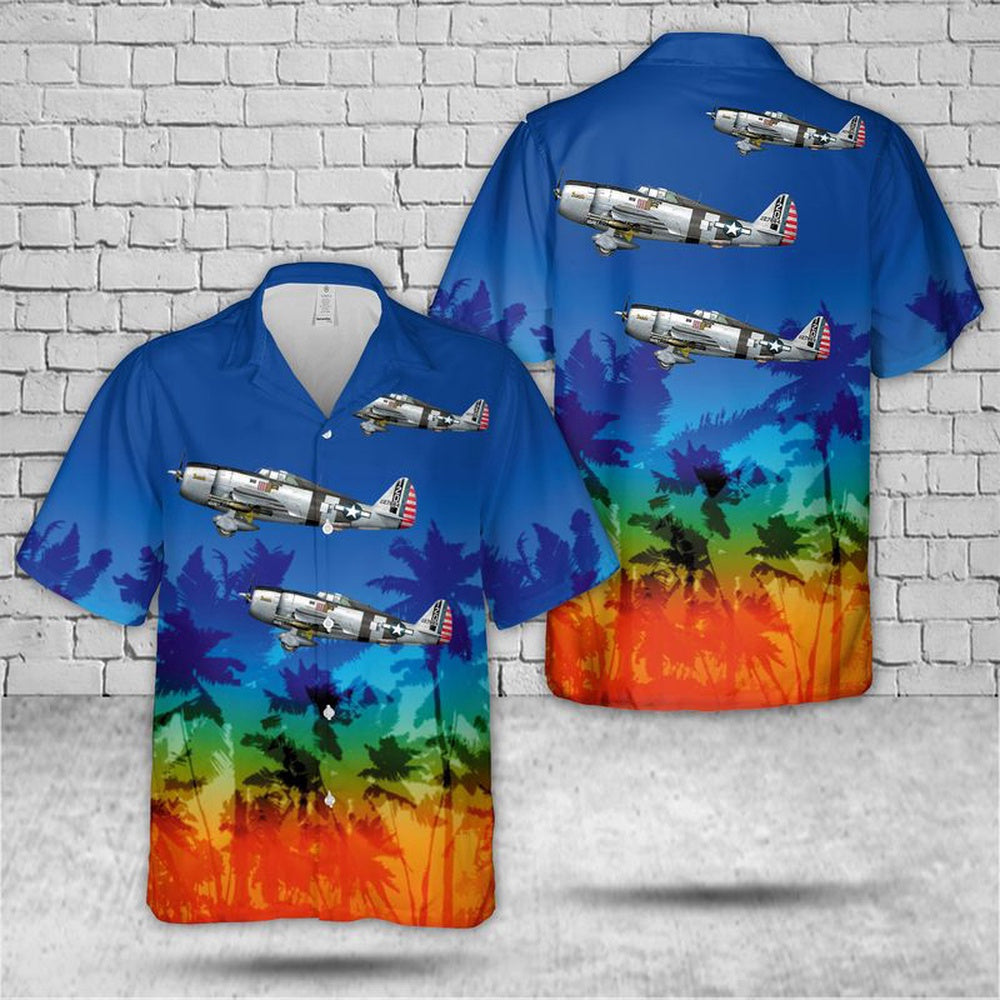 Air Force Hawaiian Shirt, US Air Force Republic P-47D Thunderbolt Of 460th Fighter Squadron Hawaiian Shirt, Air Force Aloha Shirt